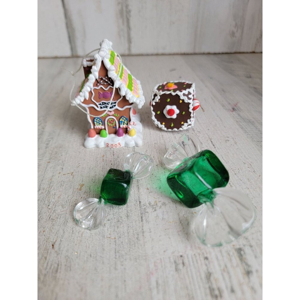 Gingerbread house green candy ornament Xmas tree set‎